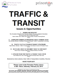 Flyer for upcoming Princeton Future meeting on Traffic and Transport. See also here for full-size version.