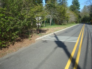 'Rumble strips' - newly installed by the town to try to reduce speeding (click to expand).
